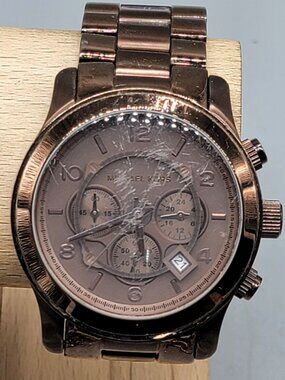 Michael Kors Mens Runway Watch Chocolate Brown MK8204 5" Chronograph Day Window